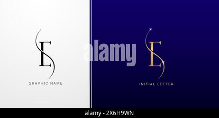 ES initials letters monogram logos designs symbol for business cards elements, branding company identity, advertisement materials golden foil Stock Vector