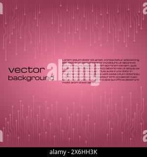 Abstract technological pink background with elements of the microchip. Circuit board background texture. Vector illustration. Stock Vector