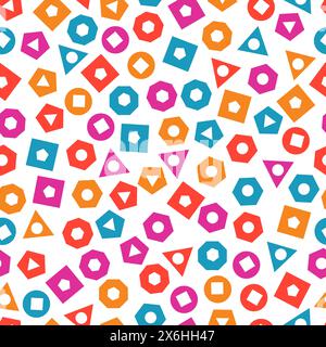 Seamless pattern with multicolored geometric elements for tissue and postcards. Hipsters modern color background. Vector illustration Stock Vector
