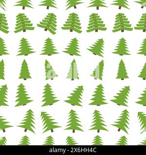 Seamless pattern with spruces on white background. Vector illustration Stock Vector