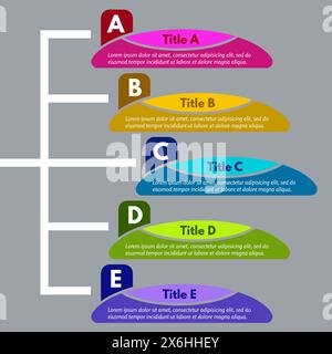Five steps infographic design elements. Step by step infographic design template. Vector illustration Stock Vector