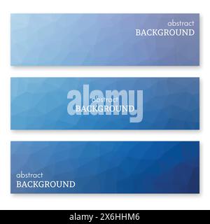 Set of three blue banners in low poly art style. Background with place for your text. Vector illustration Stock Vector