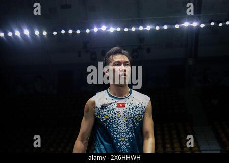 Bangkok, Thailand. 15th May, 2024. Ng Ka Long Angus of Hong Kong plays against Anders Antonsen of Denmark during the Badminton Men's single in the Thailand Open 2024 at Nimibutr Stadium. Ng Ka Long Angus won over Anders Antonsen 2:1 (21:18, 14:21, 21:15) (Photo by Peerapon Boonyakiat/SOPA Image/Sipa USA) Credit: Sipa USA/Alamy Live News Stock Photo