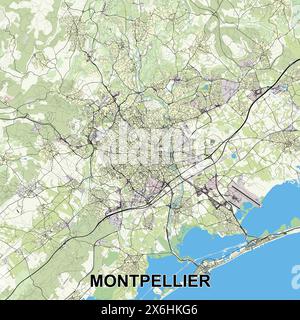 Montpellier, France map poster art Stock Vector