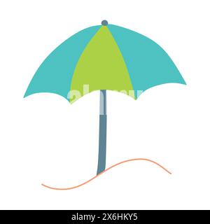 Colorful Beach Umbrella for Making Shadow. Flat or Cartoon Vector Illustration Vacation Equipment Isolated on white background. Resort Tourist Parasol Stock Vector