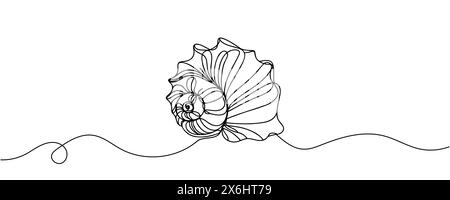 One Line Seashell Minimalist one line seashell illustration. Hand-drawn continuous line ...