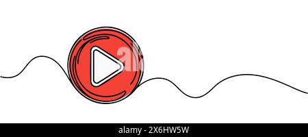 Play, multimedia sign line continuous drawing vector. One line Play, multimedia vector background Stock Vector