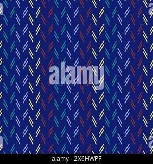 Stripes seamless pattern on blue background. Fashion goose foot simple vector art. Different size elements for childish cloth. Vector endless texture Stock Vector