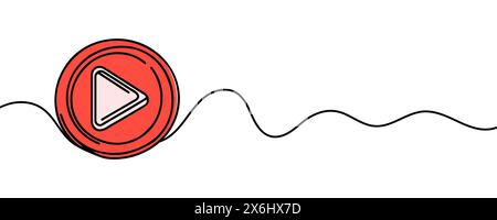 Play, multimedia sign line continuous drawing vector. One line Play, multimedia vector background Stock Vector