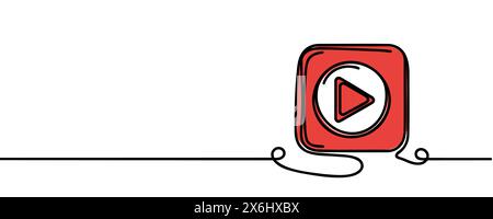 Play, multimedia sign line continuous drawing vector. One line Play, multimedia vector background Stock Vector