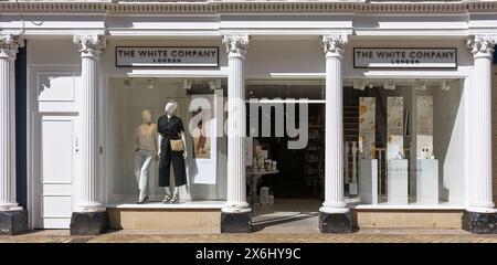 The White Company shop, a neo-classical building at Stamford, England. Stock Photo