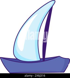 Sailing vessel. Small boat with sail for sea travel. Summer holiday icon. Simple stroke vector element isolated on white background Stock Vector