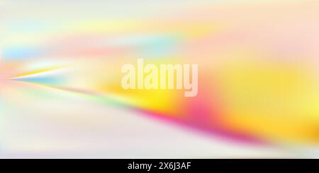 A refracted ray of light passing through a prism as an overlay layer. Abstract vector background with a gradient mesh and rainbow neon shining tints. Stock Vector