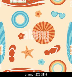 70s Summer Sale Seamless Pattern Stock Vector