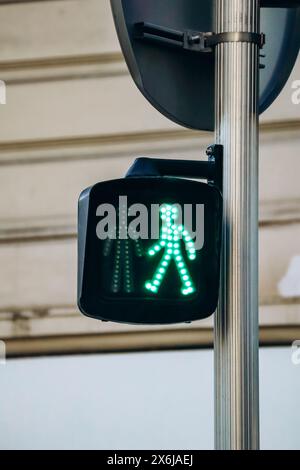 Green signal at a pedestrian traffic light Stock Photo