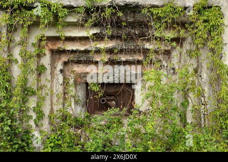 Abandoned artillery casemate at the 2nd World War defensive Fort Eben-Emael, now a museum, Bassenge, Belgium. Stock Photo