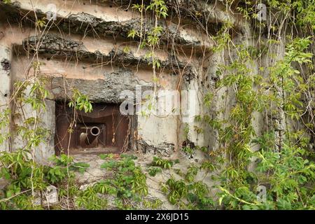 Abandoned artillery casemate at the 2nd World War defensive Fort Eben-Emael, now a museum, Bassenge, Belgium. Stock Photo