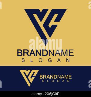 Creative letter CV or VC monogram logo inverted triangle shape. Stock Vector