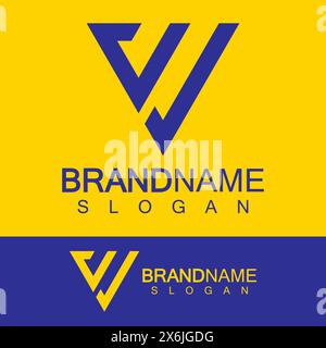 Creative letter CV or VC monogram logo inverted triangle shape. Stock Vector