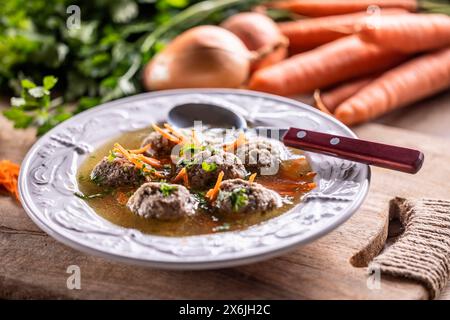 Liver dumpling soup Stock Photo
