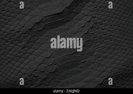 Black leather texture with empty space. snakeskin background Stock Photo