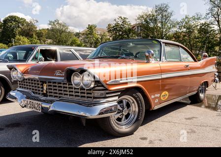 Vintage car meet in Norway Stock Photo