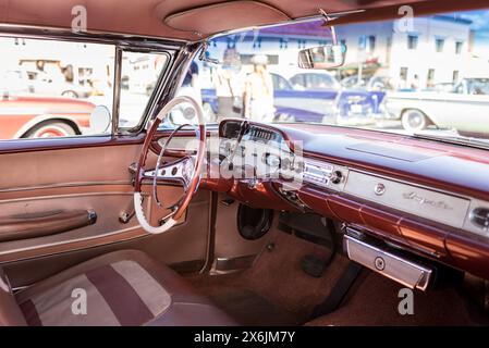 Car interior photographed at vintage car meet in Norway Stock Photo