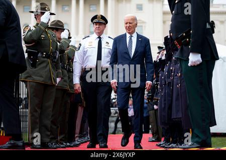 Washington, United States. 15th May, 2024. President Joe Biden arrives at the National Peace Officers' Memorial Service at the U.S. Capitol in Washington, DC on Wednesday, May 15, 2024. Photo by Bonnie Cash/Pool/ABACAPRESS.COM Credit: Abaca Press/Alamy Live News Stock Photo