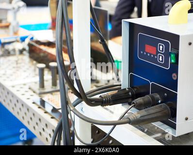 Welding equipment, welding machine at the exhibition Stock Photo