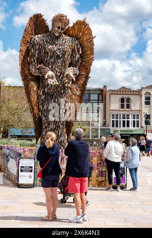 The Knife Angel or National Monument Against Violence and Aggression in Weston Super mare as part of The National Anti-Violence UK Tour Stock Photo