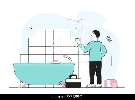 Renovation in bathroom vector simple Stock Vector