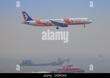 Macao, 9 April 2024: Macao Airliners Airbus A320 airplane at Macao Airport Stock Photo