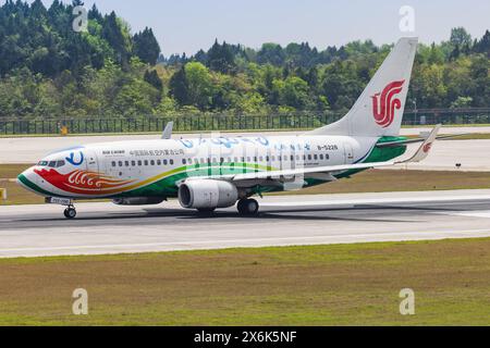 Chengdu, 9 April 2024: China Airliners Boeing 737 airplane at Chengdu Tianfu Airport Stock Photo