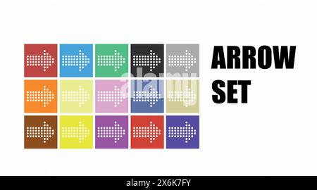Arrow icon vector set. Vector isolated illustration set of different color arrows Stock Vector