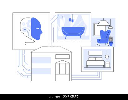 AI-Enhanced Interior Design abstract concept vector illustration Stock ...