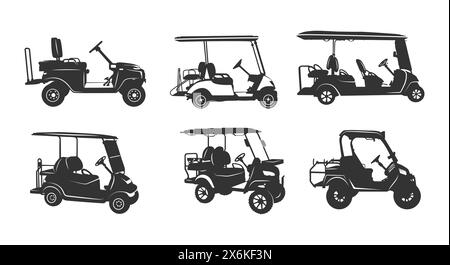 Golf cart silhouette, Golf cart, Golf car silhouette, Golf cart clipart, Golf cart logo, Golf cart vector illustration. Stock Vector