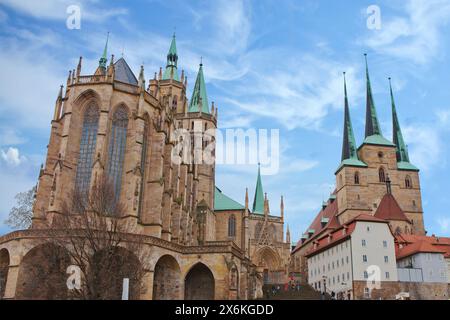 Erfurt Cathedral and Church of St. Severi, Erfurt, Thuringia, Germany Stock Photo