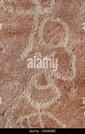 detail of petroglyphs carved into quartzite rock on Mount Stirling in Nevada Stock Photo