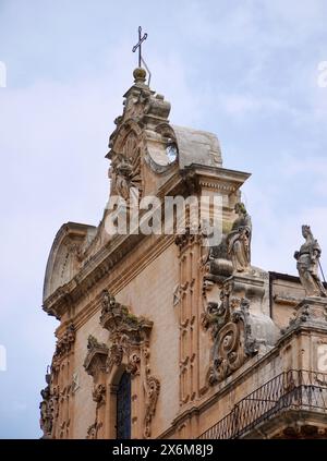 Italy, Sicily, Modica (Ragusa Province), St. Peter's Cathedral, baroque facade Stock Photo