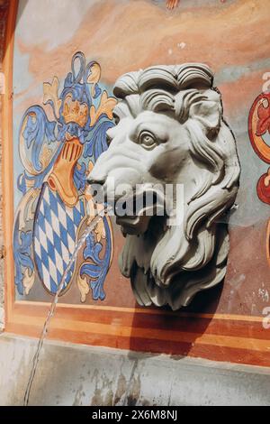 Schwangau, Germany - August 12, 2023: Beautiful details in the yard of the famous Hohenschwangau Castle in Bavaria, Southern Germany Stock Photo