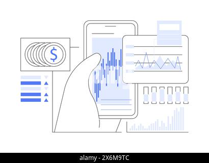 Cryptocurrency trading app isolated cartoon vector illustrations. Stock Vector