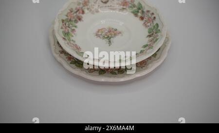antique porcelain plates Stock Photo