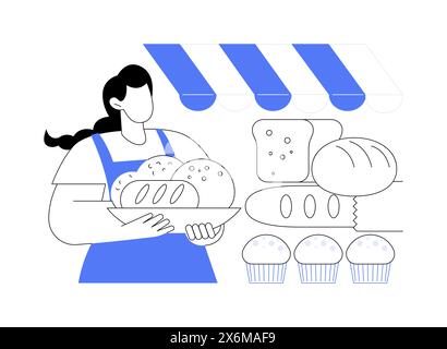 Selling homemade bread isolated cartoon vector illustrations. Stock Vector