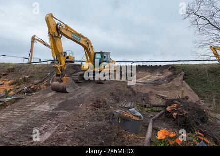 Grange Over Sands, site of the sink-hole that derailed a train 22/3/24, contractor Murphy carrying out repairs to the railway line Stock Photo