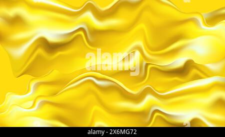 3d design with silk texture cloth background. Golden soft waves. Luxurious satin fabric. Product advertising design. Vector realistic illustration. Stock Vector