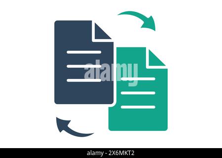 data transfer icon. notes with arrow. icon related to information technology. solid icon style. technology element vector illustration Stock Vector