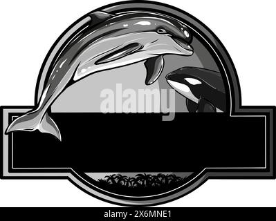 vector illustration of monochrome Delphine logo design Stock Vector