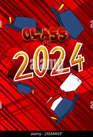 Graduation poster with happy graduates throwing graduation hats in the ...