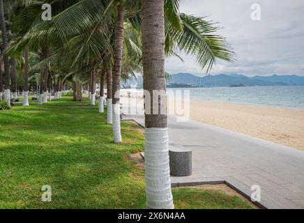 Nha Trang city beach is a public beach located in the centre of Nha Trang in Vietnam. Travel photo. copy space. Stock Photo