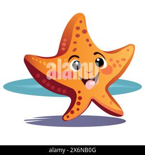 Illustration of a Cute Cartoon Starfish on a White Background Stock Vector